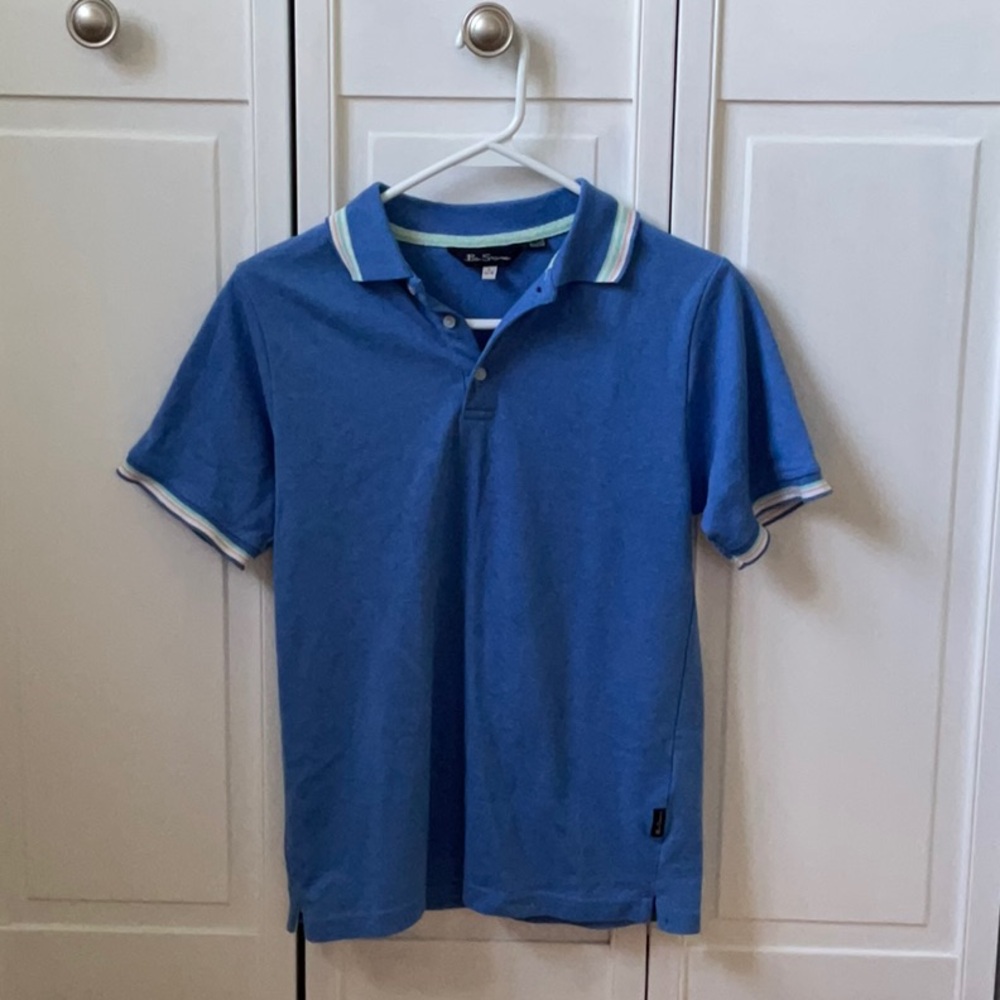 Ben Sherman Blue Polo Shirt with White Trim
